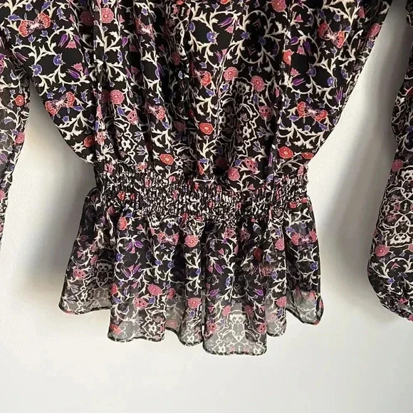 Misa Los Angeles black floral vera ruffle blouse - Picture 5 of 12